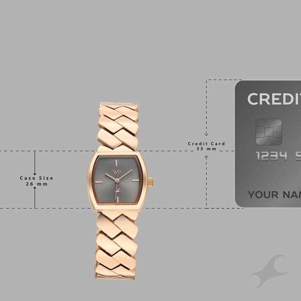 Vyb Showstopper By Fastrack Quartz Analog Grey Dial Rose Gold Metal Strap Watch For Girls - image number 3
