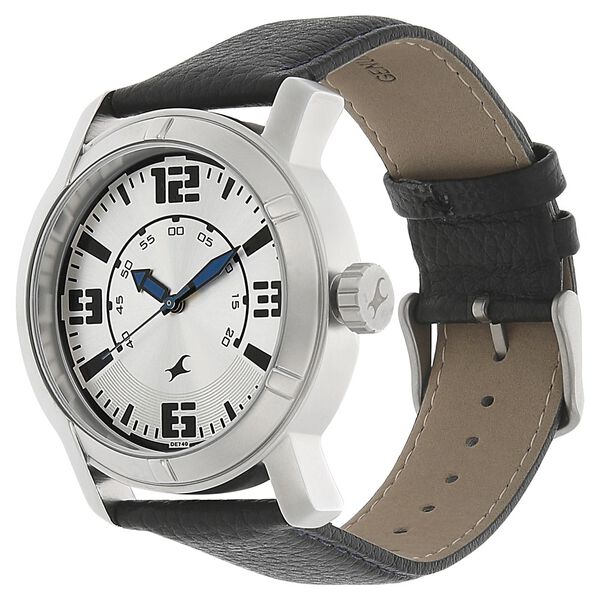 Fastrack Quartz Analog Silver Dial Leather Strap Watch for Guys - image number 1