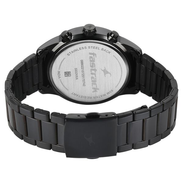 Fastrack Overdrive Quartz Chronograph Tachymeter Black Dial Black Stainless Steel Strap Watch For Guys - image number 4