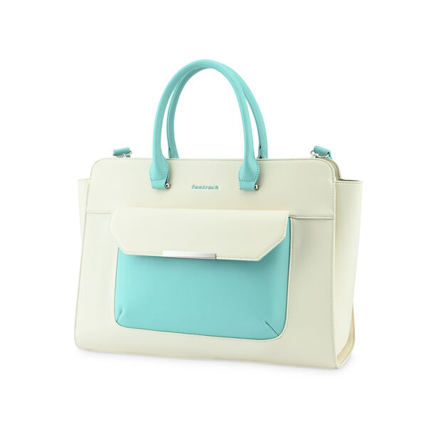 Fastrack Chic Carry-All Laptop Tote in White and  Blue - image number 3
