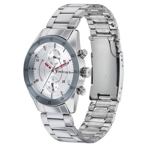 Fastrack Space Rover Quartz Multifunction Silver Dial Stainless Steel Strap Watch for Guys - image number 2