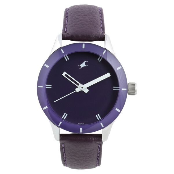 Fastrack Quartz Analog Purple Dial Leather Strap Watch for Girls - image number 0