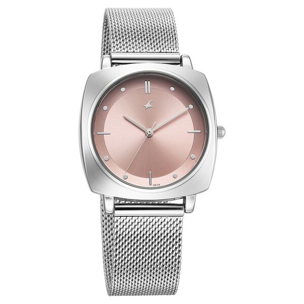 Fastrack Stunners X Quartz Analog Pink Dial Stainless Steel Strap Watch For Girls - image number 1