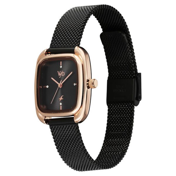 Vyb Minimalist By Fastrack Quartz Analog Black Dial Metal Strap Watch For Girls - image number 3