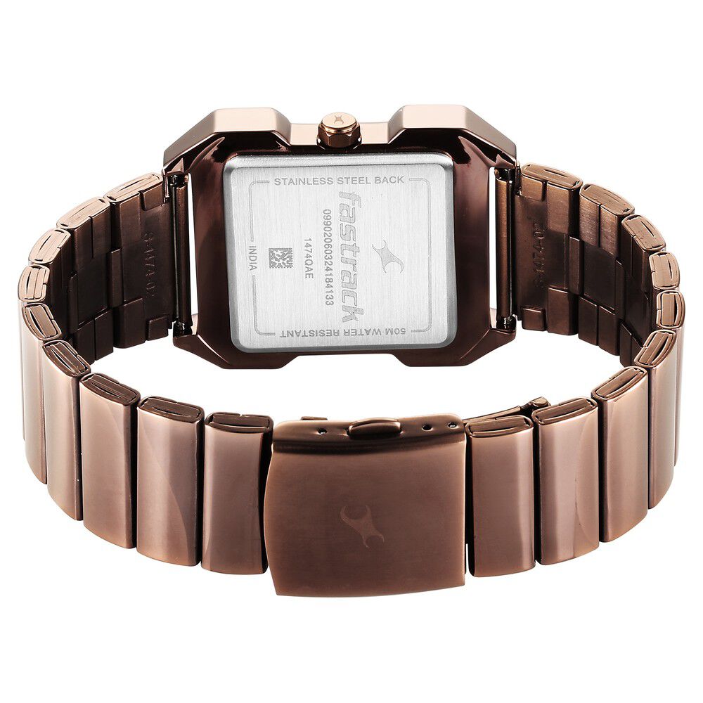 Buy Online Fastrack Pulse Quartz Analog Beige Dial With Brown Colour Stainless steel Strap Watch for Guys 1474qm02 Fastrack