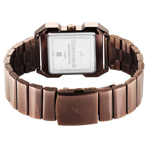 Fastrack Pulse Quartz Analog Beige Dial With Brown Colour Stainless steel Strap Watch for Guys - image number 4