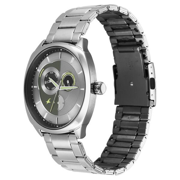 Fastrack Tick Tock Quartz Multifunction Silver Dial Stainless Steel Strap Watch For Guys - image number 2