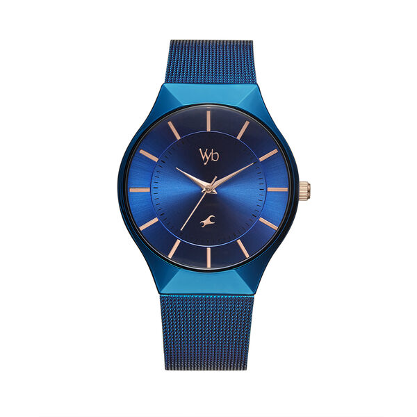 Fastrack Vyb Successor Quartz Analog Blue Dial Stainless Steel Strap Watch for Girls - image number 0