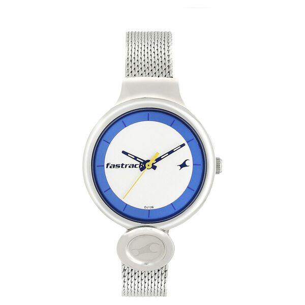 Fastrack Denim Quartz Analog White Dial Stainless Steel Strap Watch for Girls - image number 0