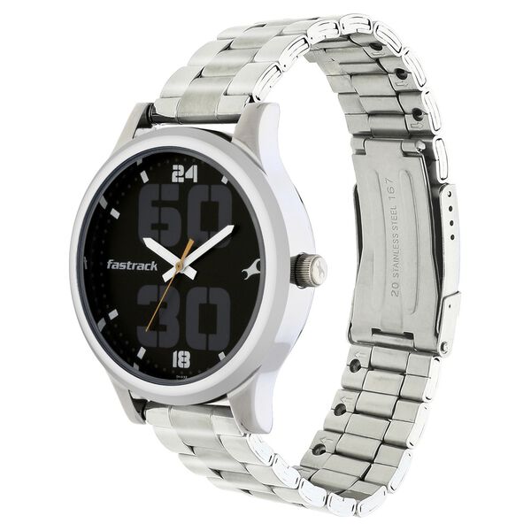 Fastrack Bold Quartz Analog Black Dial Stainless Steel Strap Watch for Guys - image number 2