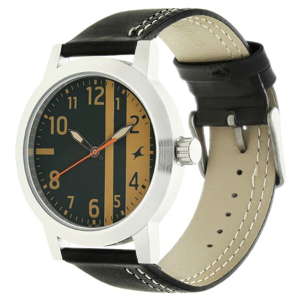 Fastrack Bare Basics Quartz Analog Green Dial Leather Strap Watch for Guys - image number 1
