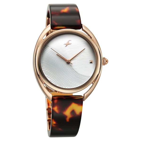 Fastrack Younique Quartz Analog Mother Of Pearl Dial Acetate And Metal Strap Watch For Girls - image number 2