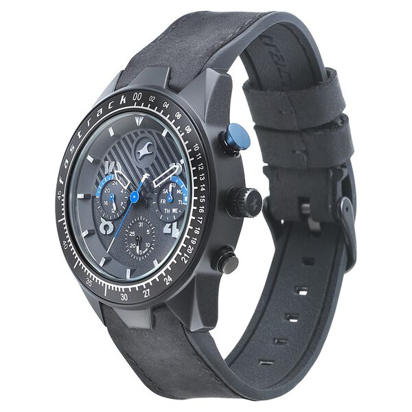 Fastrack All Nighters Quartz Multifunction Black Dial Leather Strap Watch for Guys - image number 3