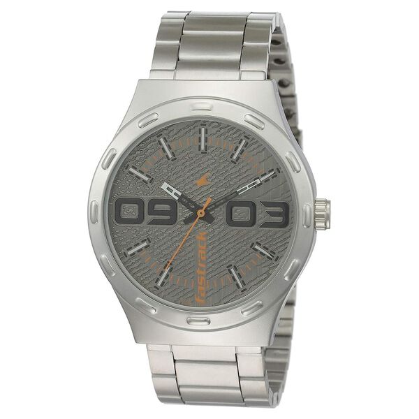 Fastrack Denim Quartz Analog Silver Dial Stainless Steel Strap Watch for Guys - image number 0