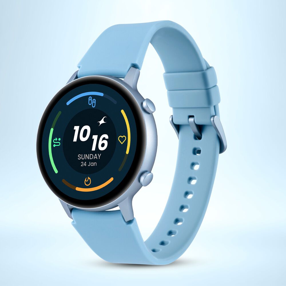 Reflex Play Plus Smart Watch With Aqua Blue Strap Amoled Display Period Tracker BT Calling