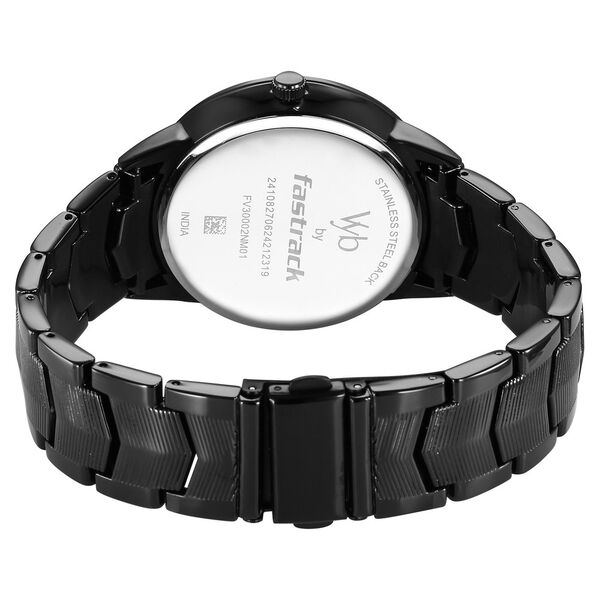 Fastrack Vyb Atlas Quartz Analog Black Dial Black Metal Strap Watch For Guys - image number 5
