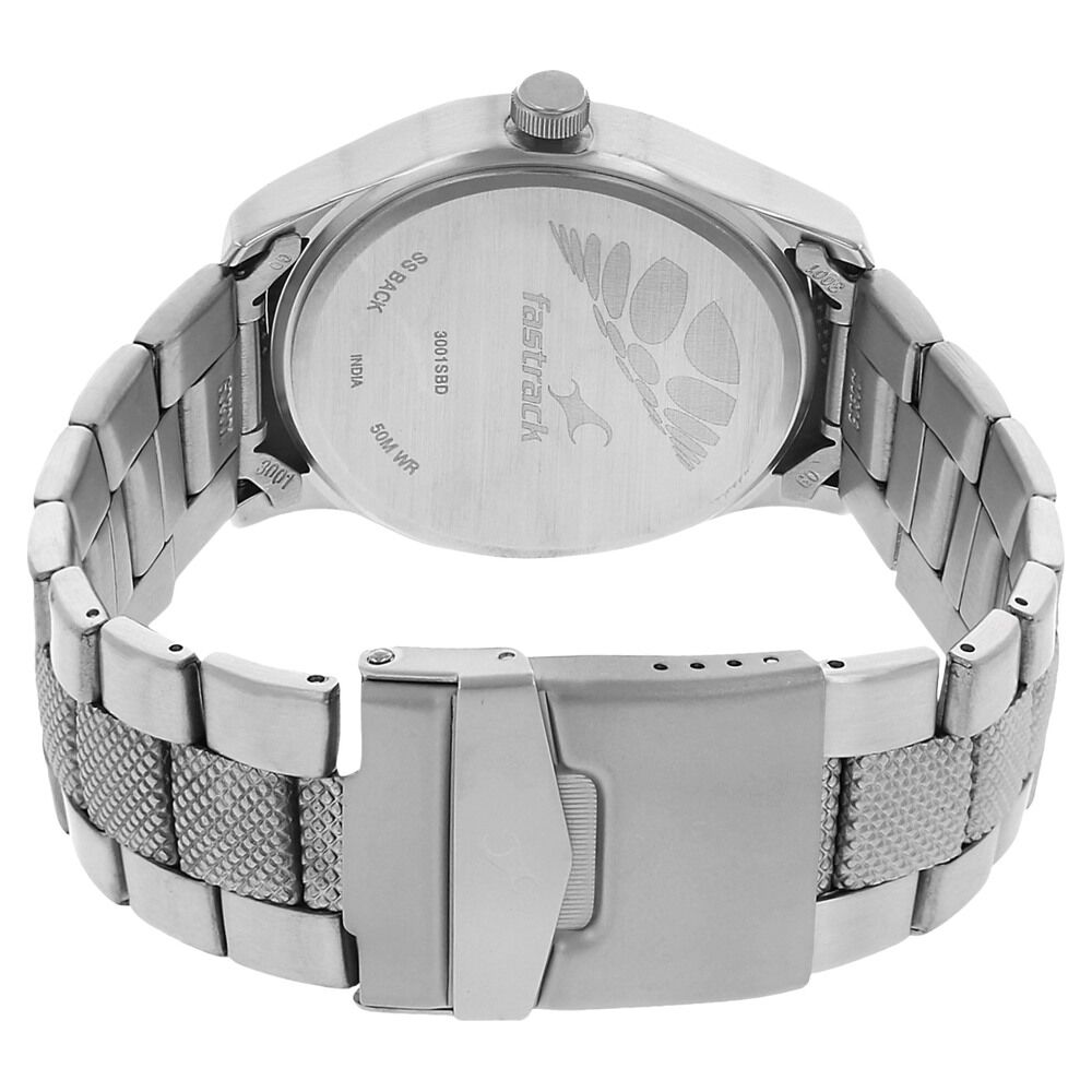 Fastrack Quartz Analog Black Dial Stainless Steel Strap Watch for Guys