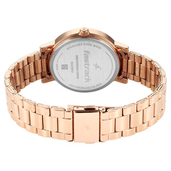 Fastrack Tick Tock Quartz Analog Silver Dial With Rose Gold Stainless steel Strap Watch for Girls - image number 4