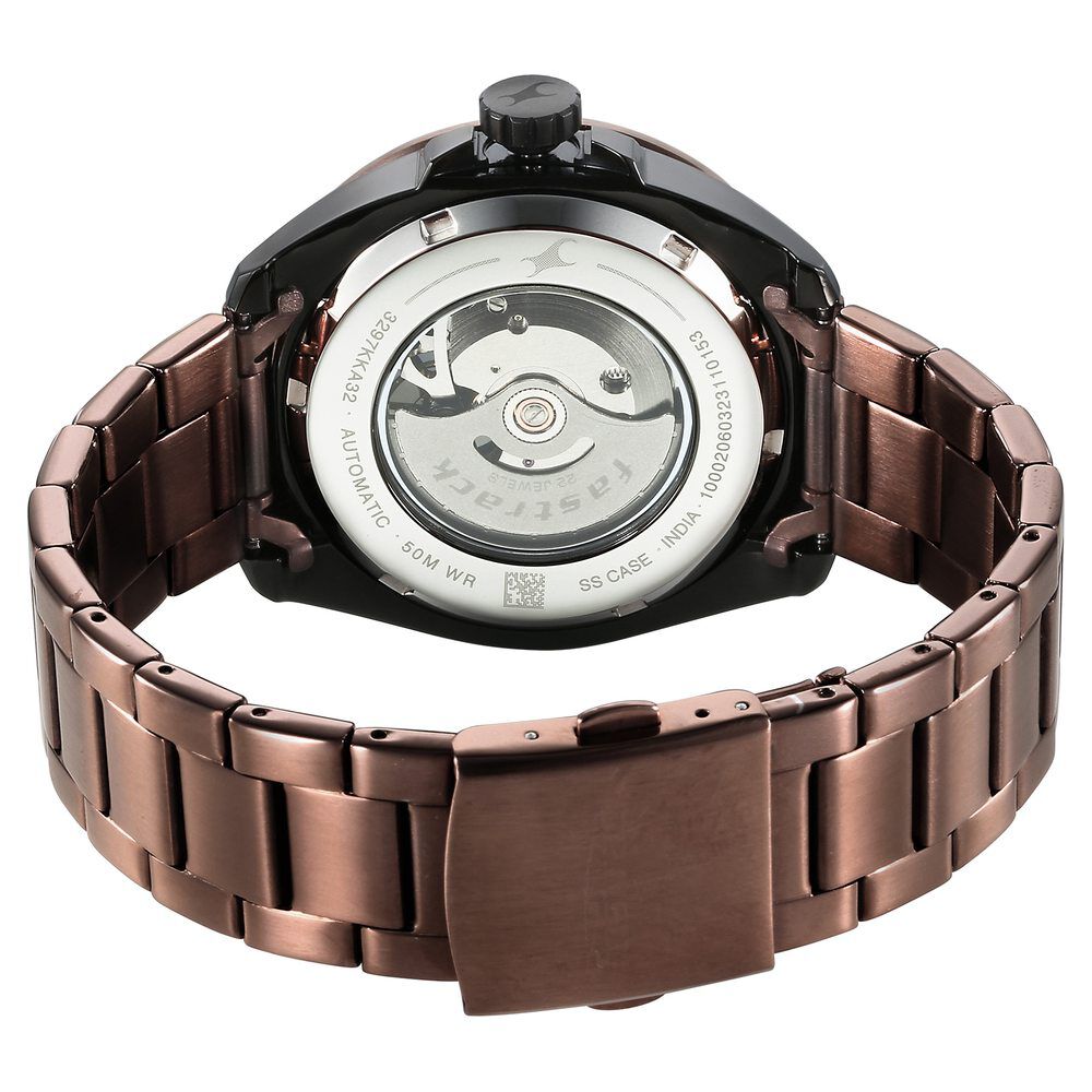 Fastrack Automatics Black Dial Stainless Steel Strap Watch for Guys