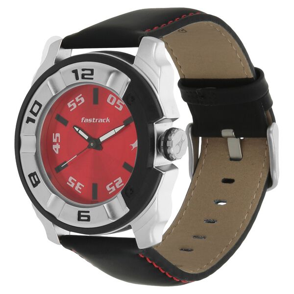 Fastrack Motorheads Quartz Analog Red Dial Leather Strap Watch for Guys - image number 1
