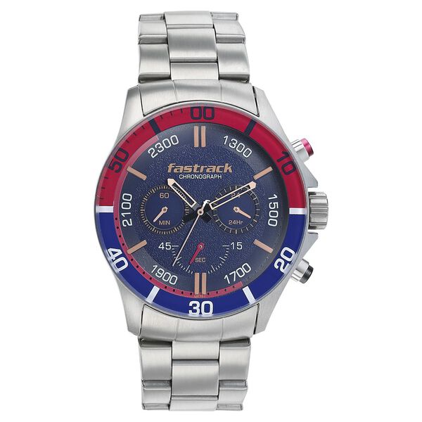 Fastrack Hitlist Quartz Chronograph Blue Dial Stainless Steel Strap Watch for Guys - image number 1