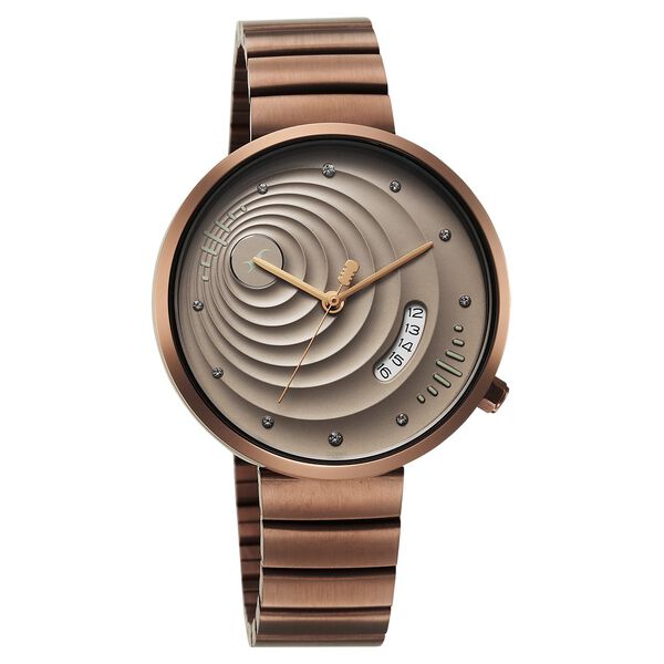 Fastrack Groove Quartz Analog with Date Beige Dial Girls Stainless Steel Watch - image number 1