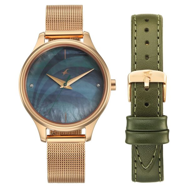 Fastrack 2X Edit Analog with Green MOP Dial Interchangeable Strap Watch for Girls - image number 0