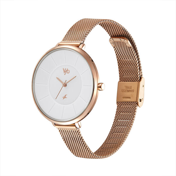 Fastrack Vyb Halo Quartz Analog White Dial Stainless Steel Strap Watch for Girls - image number 4