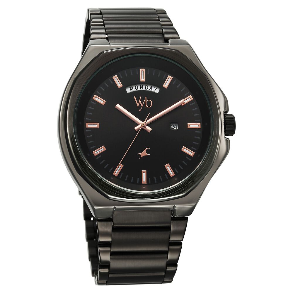 Buy Online Vyb Orion By Fastrack Quartz Analog Black Dial Metal