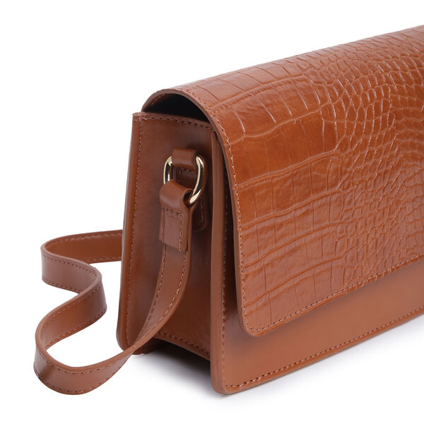 Fastrack Structured Shoulder Bag for Women | Trendy Shoulder Bag for Girls, Ladies, Women | Chic Textured Bag Made of High Quality Faux Leather (Tan) - image number 3