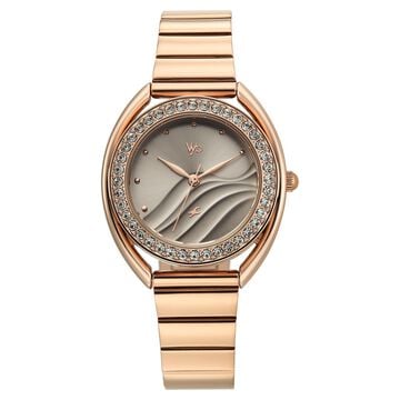 Vyb Eclipse By Fastrack Quartz Analog Grey Dial Rose Gold Stainless Steel Strap Watch For Girls
