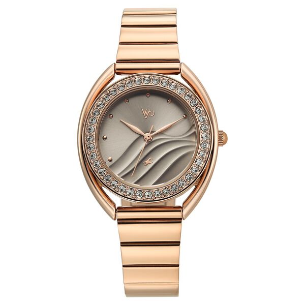 Vyb Eclipse By Fastrack Quartz Analog Grey Dial Rose Gold Stainless Steel Strap Watch For Girls - image number 0