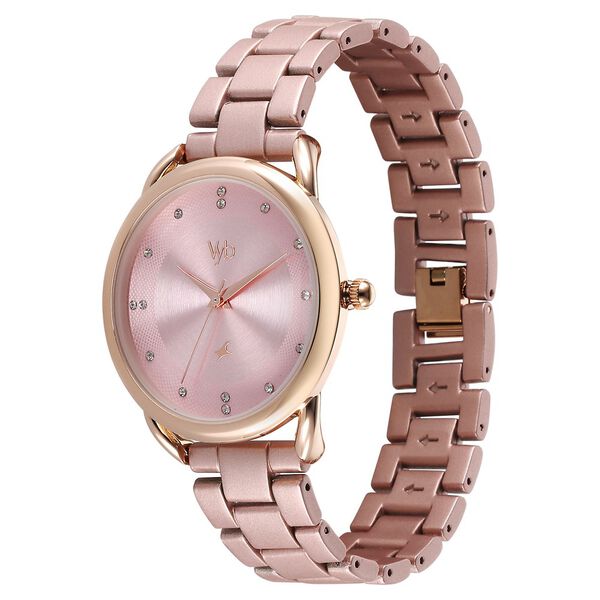 Vyb Charmer By Fastrack Quartz Analog Pink Dial Metal Strap Watch For Girls - image number 3