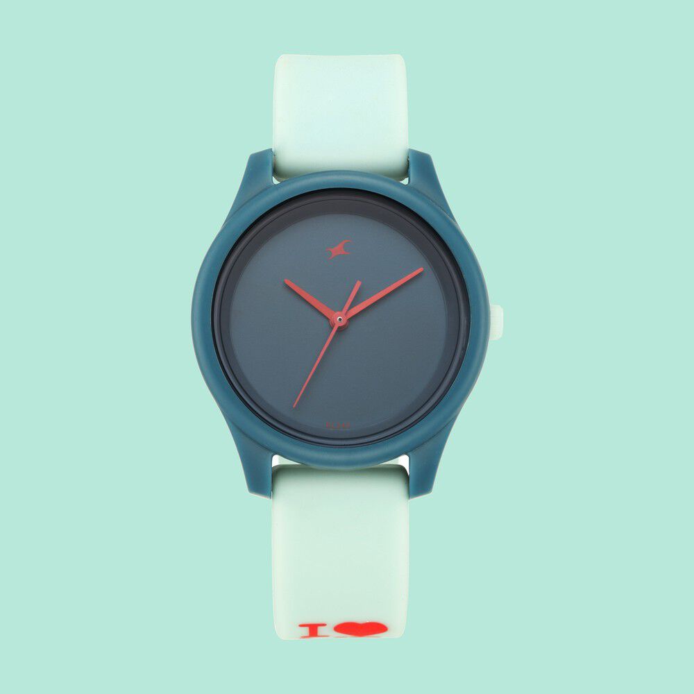 Fastrack Monochrome Quartz Analog Blue Dial Silicone Strap Watch