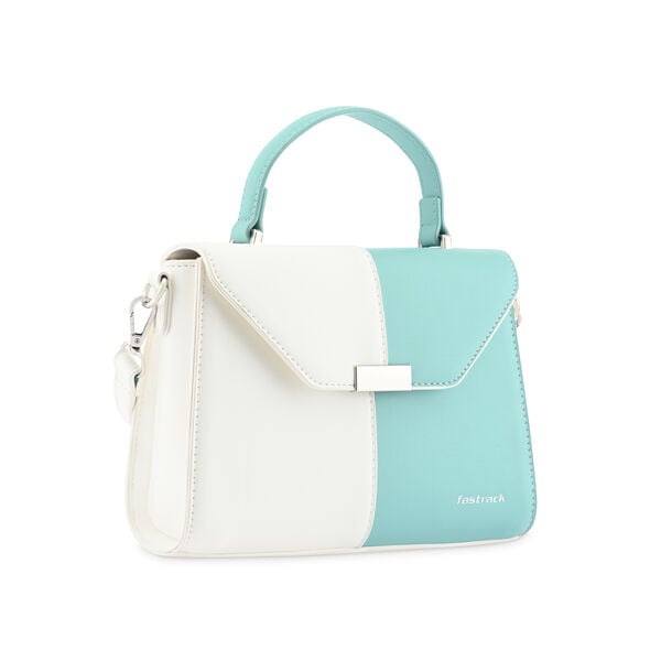 Fastrack Structured Satchel in White and  blue - image number 3