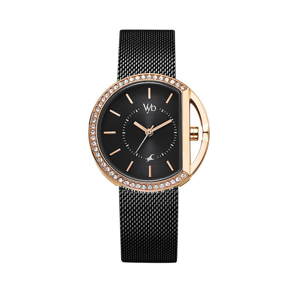 Fastrack Vyb Showstopper Quartz Analog Black Dial Stainless Steel Strap Watch for Girls - image number 0