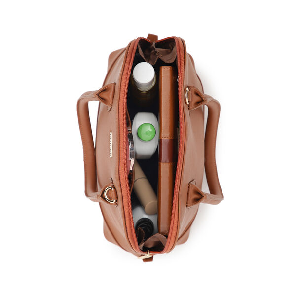 Fastrack Structured Satchel Bag for Women | Classic Bag for Girls, Ladies, Women |� Spacious Bag for College, Work Made of High Quality Faux Leather (Tan) - image number 5