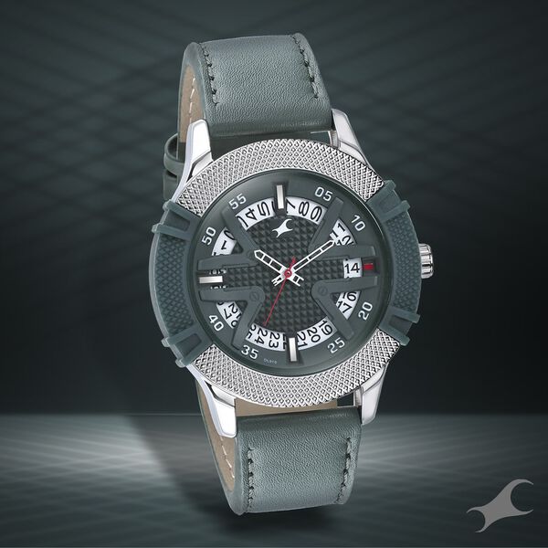 Fastrack Dial It Up Quartz Multifunction Green Dial Leather Strap Watch for Guys - image number 0