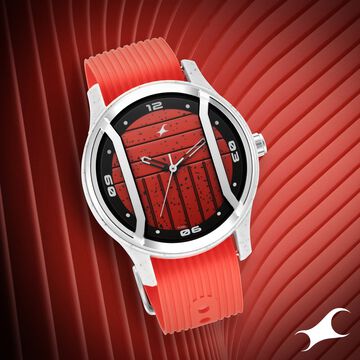 Fastrack Urban Bounce Quartz Analog Red Dial Silicone Strap Watch for Guys