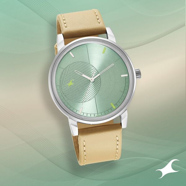 Fastrack Stunners Quartz Analog Green Dial Leather Strap Watch for Guys - image number 0