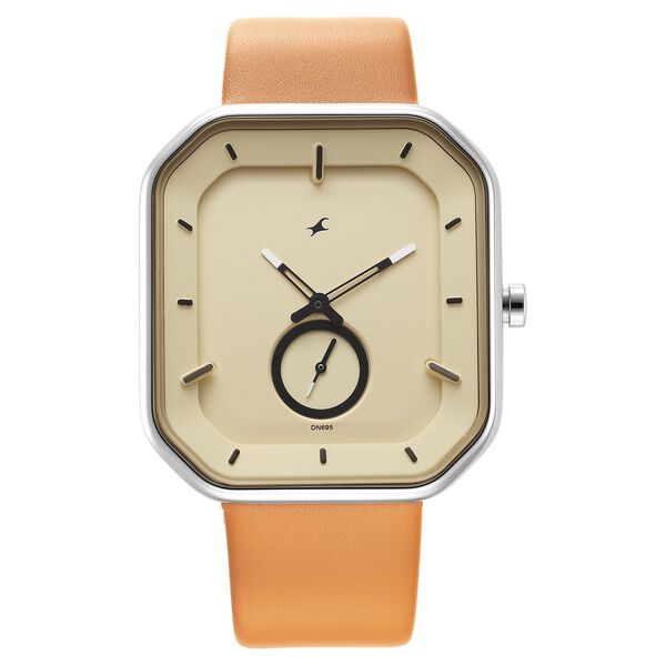 Fastrack After Dark Beige Dial Leather Strap Watch for Guys - image number 2