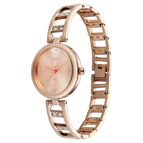 Vyb Seeker By Fastrack Quartz Analog Rose Gold Dial Rose Gold Metal Strap Watch For Girls - image number 2