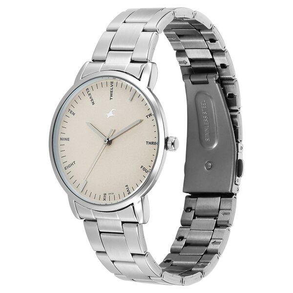 Fastrack Stunners X Quartz Analog Beige Dial Stainless Steel Strap Watch For Guys - image number 2