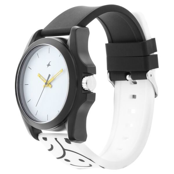 Fastrack Hashtag Quartz Analog White Dial Silicone Strap Unisex Watch - image number 2