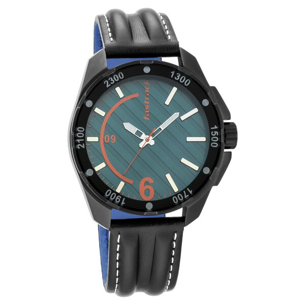 Fastrack Hitlist Quartz Analog Green Dial Leather Strap Watch for Guys - image number 0