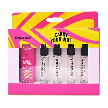 Fastrack Discovery Perfume for Women | Best for travel & for gift | 8 ml x 4 Premium Scents- Girl Boss, Lush, Celeb & Wander | Fresh & Woody | 32 ml