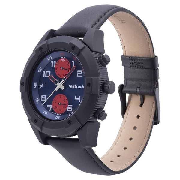 Fastrack Modular Quartz Analog Blue Dial Leather Strap Watch for Guys - image number 2