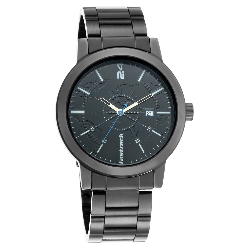 Fastrack Tripster Quartz Analog with Date Black Dial Stainless