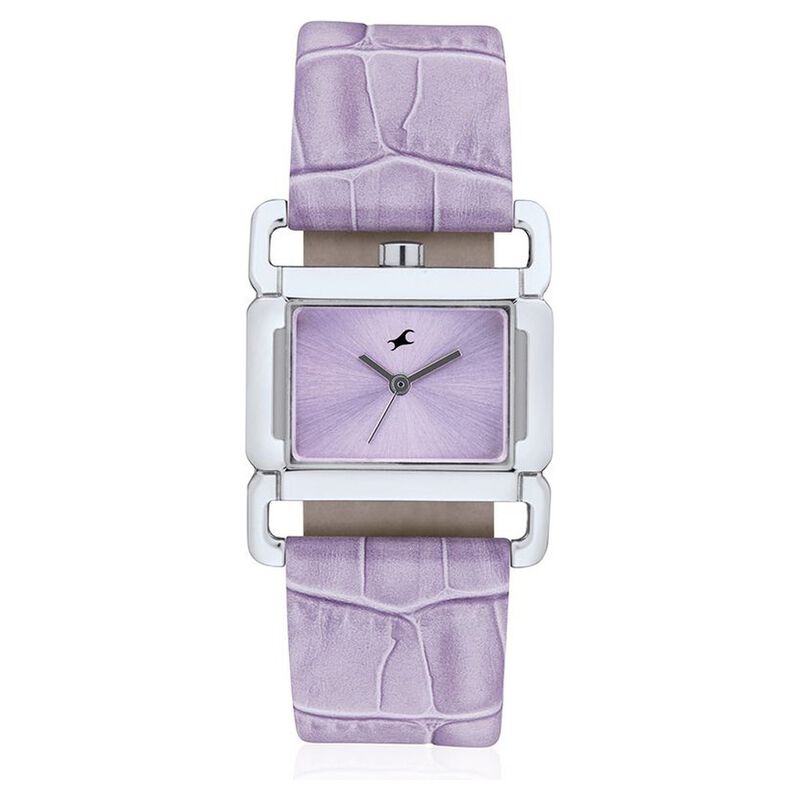 Fastrack Quartz Analog Purple Dial Leather Strap Watch for Girls