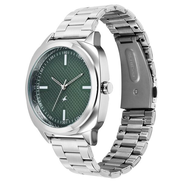 Fastrack Stunners X Quartz Analog Green Dial Stainless Steel Strap Watch For Guys - image number 2